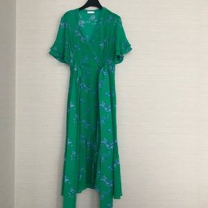 Tanya Taylor Green Floral Maxi Dress Size 6